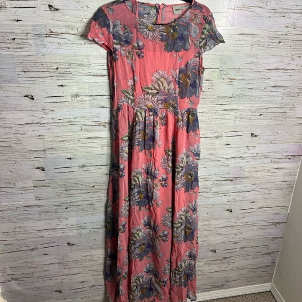 ASOS pink maxi floral dress size 8